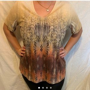 Sparkly orange / black / yellow top